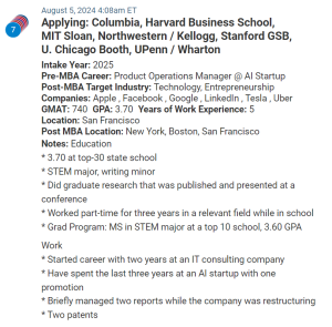 IT consultant who moved to an AI start-up, now seeking an MBA.